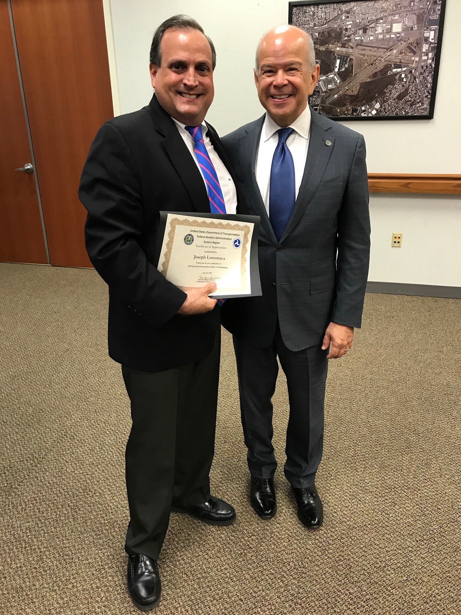 Joseph Lamonaca with FAA Administrator Michael Huerta, (2017)